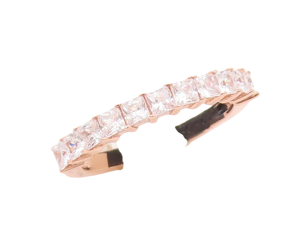 925 Sterling Silver Vintage Ring Rose Gold Plated Square Cut CZ   Sz 7  RG29472