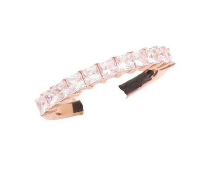 925 Sterling Silver Vintage Ring Rose Gold Plated Square Cut CZ   Sz 7  RG29472