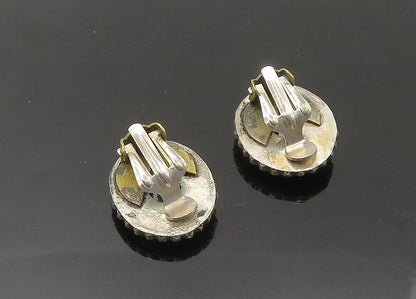 ISRAEL 925 Sterling Silver  Vintage Blue Stone Non Pierce Earrings  EG10726
