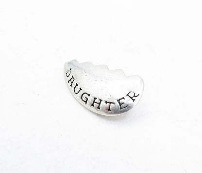 925 Sterling Silver  Vintage Daughter Etched Half Love Heart Pendant  PT3933