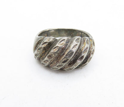 925 Sterling Silver  Vintage Oxidized Fluted Dome Petite Band Ring Sz 5 RG5746