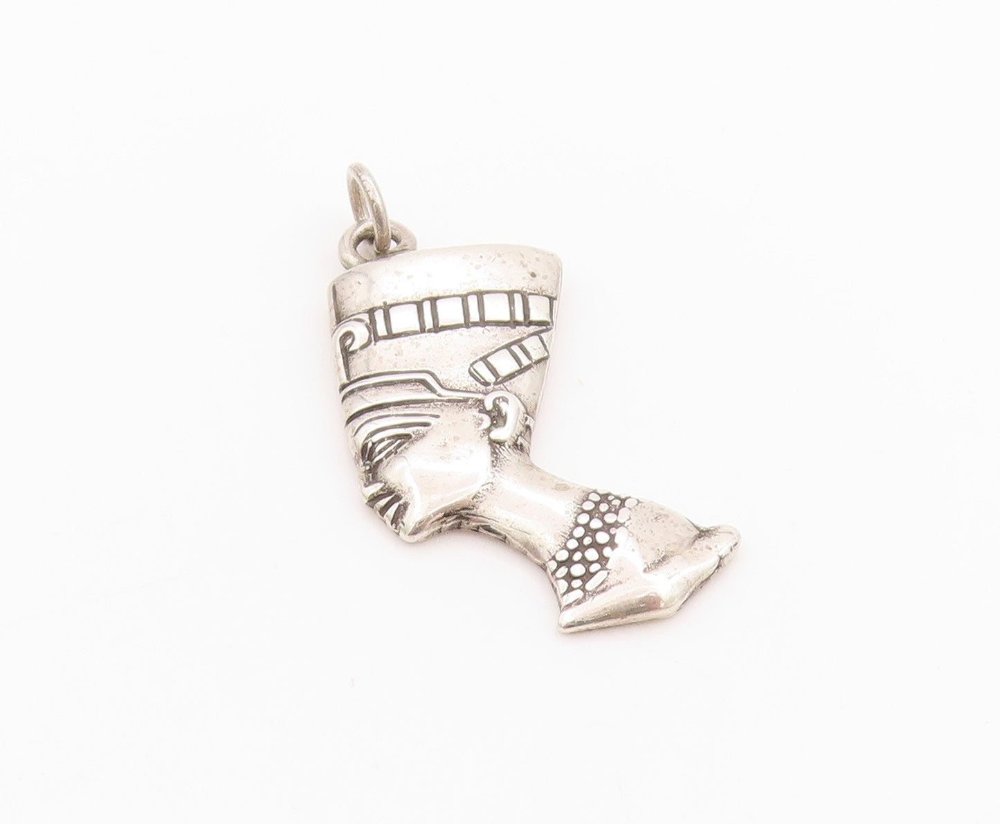 925 Sterling Silver Vintage Pendant Egyptian Queen Nefertiti Head Charm  PT24428