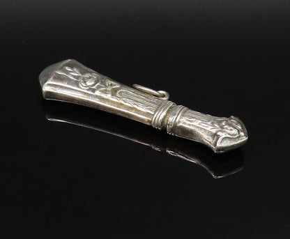 925 Silver  Vintage Carved Bow Tie Pointed Linear Pendant (OPENS)  PT21602