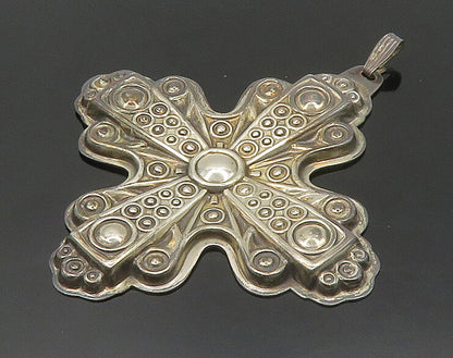 REED & BARTON 925 Silver  Vintage Dark Tone Christmas Cross Pendant  PT14400