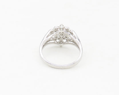 925 Sterling Silver  Topaz Floral Swirl Design Shiny Band Ring Sz 8  RG17094