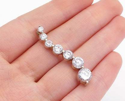 925 Sterling Silver  Sparkling Graduated Cubic Zirconia Swirl Pendant  PT3585