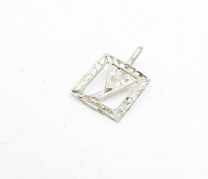 925 Sterling Silver  Vintage Petite Shiny Etched Y Initial Pendant  PT3918