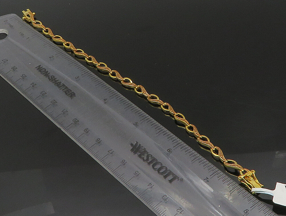 Gold Over 925 Sterling Silver Genuine Diamond Two Tone Tennis Bracelet BT1089