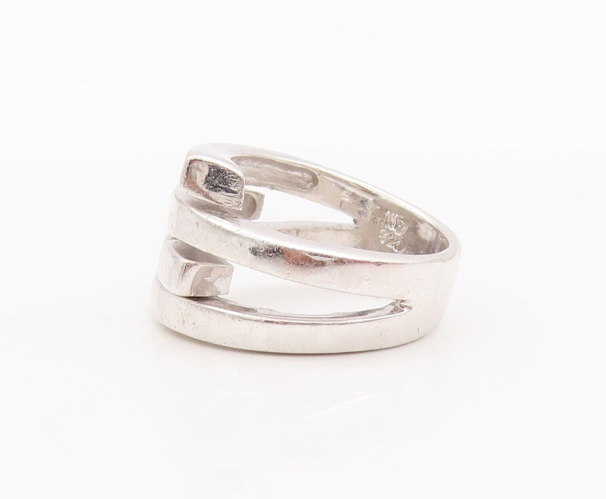 925 Sterling Silver Vintage Ring Solid Cutout Shank Bypass  Sz 7  RG28501