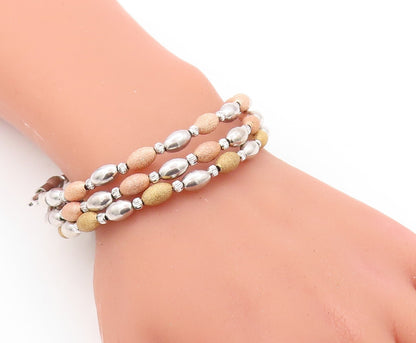 925 Sterling Silver Vintage Bracelet Solid Sparkly Beaded Bands Set  BT10923