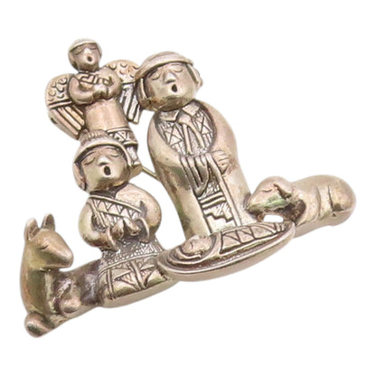 925 Sterling Silver Vintage Brooch Pin CAROL FELLEY Figural Nativity  BP12545