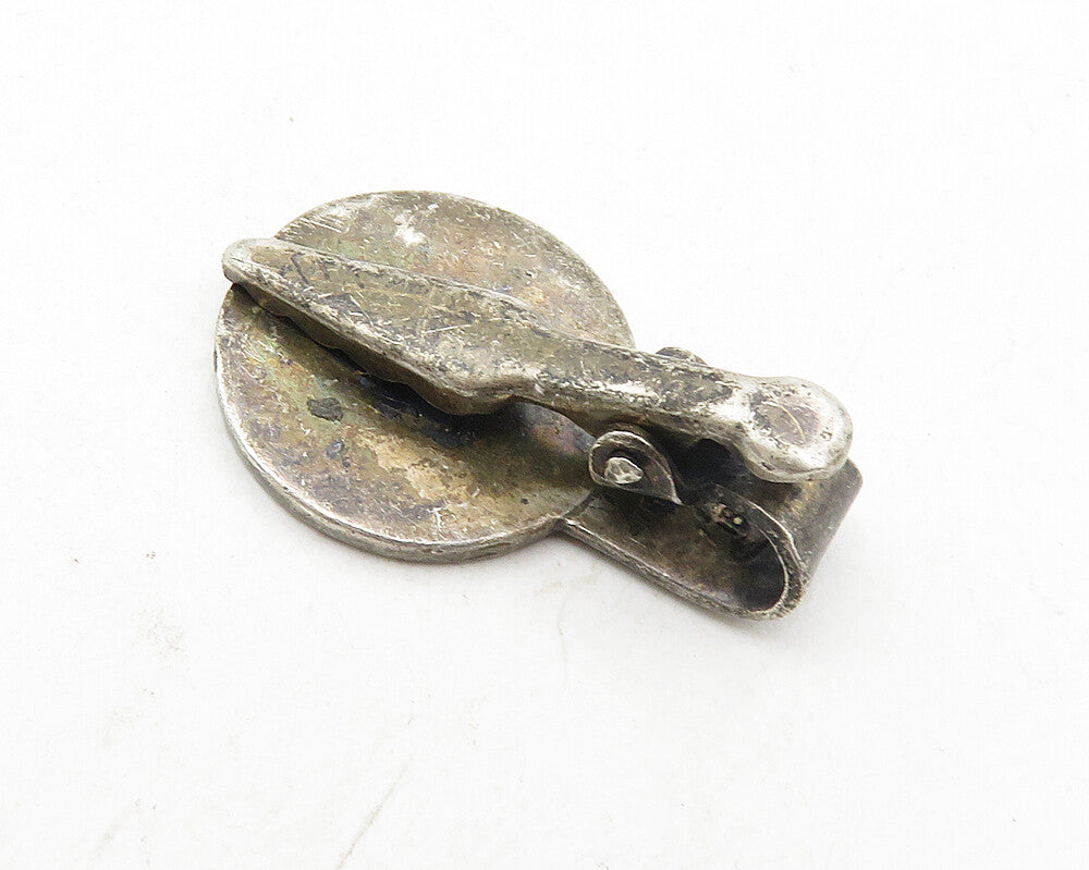 MEXICO 925 Sterling Silver  Vintage Oxidized Etched Design Tie Clip  TR1741