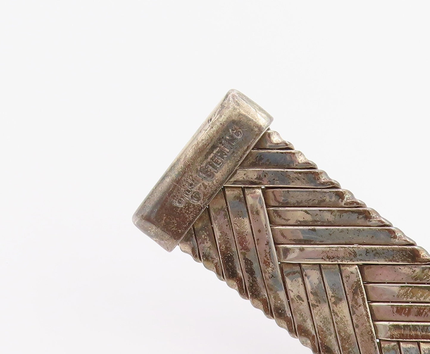 925 Sterling Silver Vintage Necklace OFIESH Modernist Wide Woven Choker  NE4785
