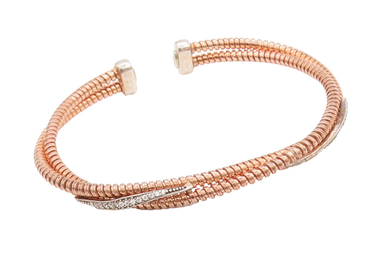 925 Sterling Silver Vintage Bracelet Coiled Cuff Double Bangle  BT10187