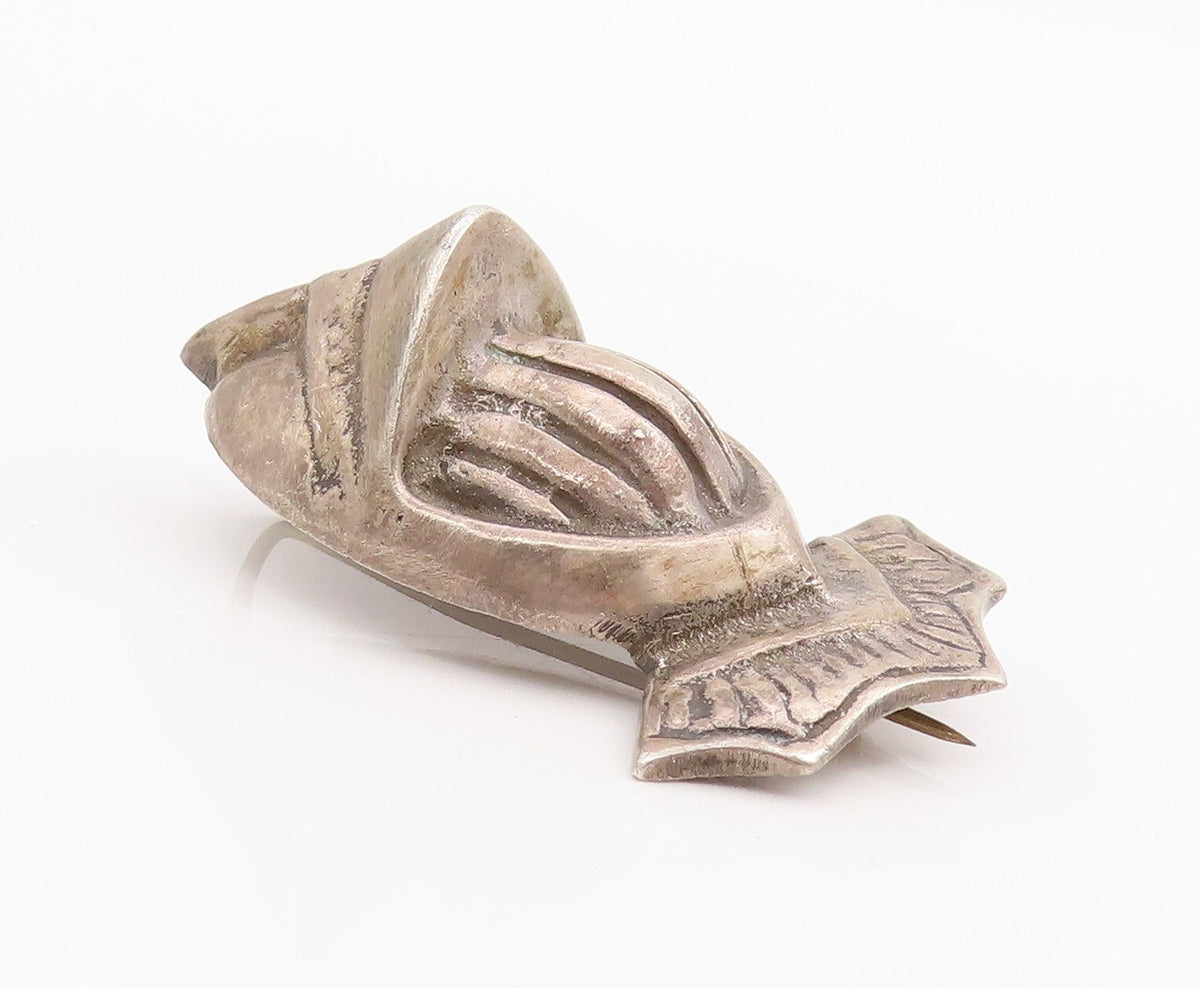 925 Sterling Silver Vintage Tie Pin Vintage Dark Tone Solder Helmet  TR3867