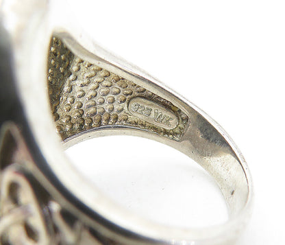 925 Sterling Silver  Vintage Faceted Grey Quartz Cocktail Ring Sz 7  RG6844