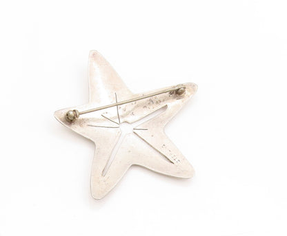 925 Sterling Silver Vintage Brooch Coastal Starfish Design Cut Out Pin  BP11896