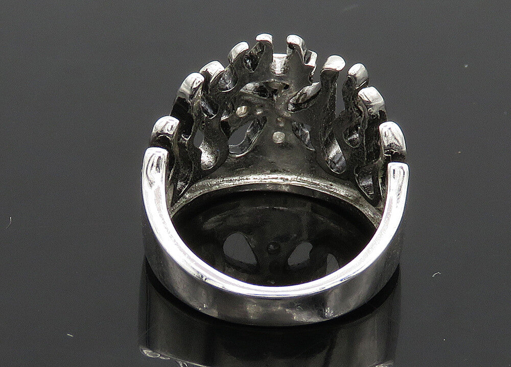 925 Sterling Silver  Vintage Topaz Fire Flames Cross Band Ring Sz 6  RG21001