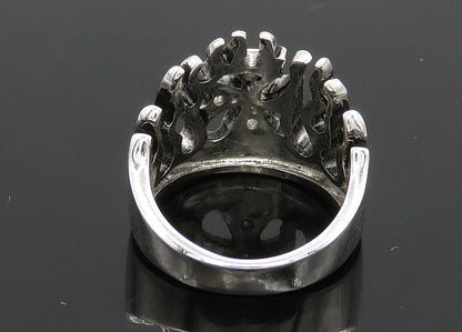 925 Sterling Silver  Vintage Topaz Fire Flames Cross Band Ring Sz 6  RG21001