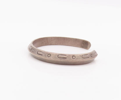 925 Sterling Silver Vintage Bracelet MEXICO Solid Etched U And o Cuff  BT10433