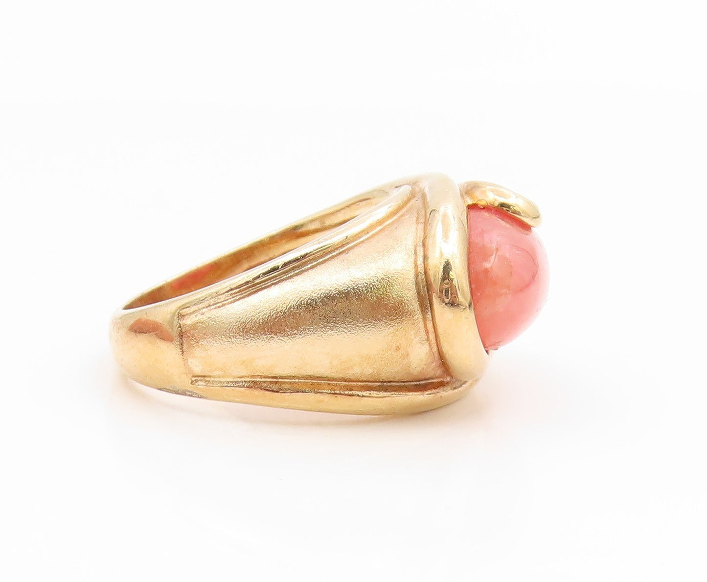 925 Sterling Silver Vintage Ring Gold Plated Rhodochrosite Band  Sz 6  RG35211