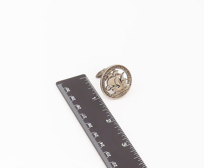 925 Silver  Vintage Antique Portuguese Republic Cutout Ship Cufflinks TR3474