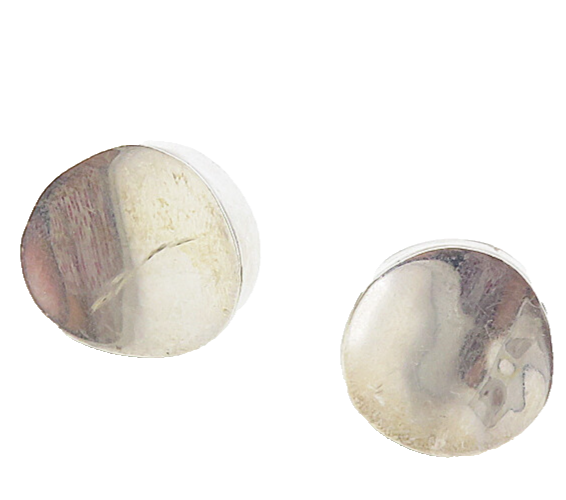 MEXICO 925 Sterling Silver  Vintage Shiny Round Concave Cuff Links  TR1559