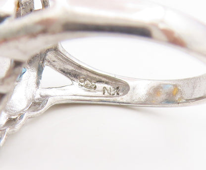925 Sterling Silver Vintage Ring Sapphire & Opal Cluster Band  Sz 8  RG34986