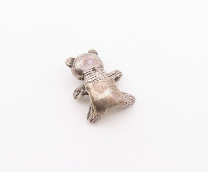 925 Sterling Silver  Vintage Dark Tone Teddy Bear Motif Pendant  PT17431