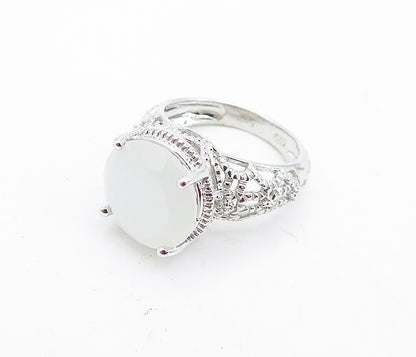 KARIS 925 Sterling Silver  Prong Set Milky Quartz Cocktail Ring Sz 6  RG7063
