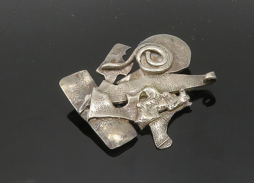 925 Sterling Silver  Vintage Modernist Designed Shiny Pendant  PT16040