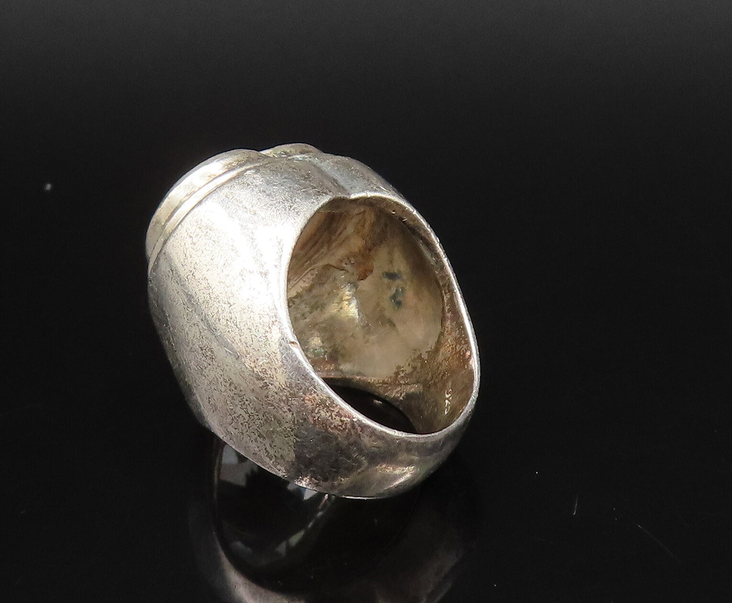 925 Silver  Vintage Heart Shaped Cubic Zirconia Dome Ring Sz 5.5  RG26027