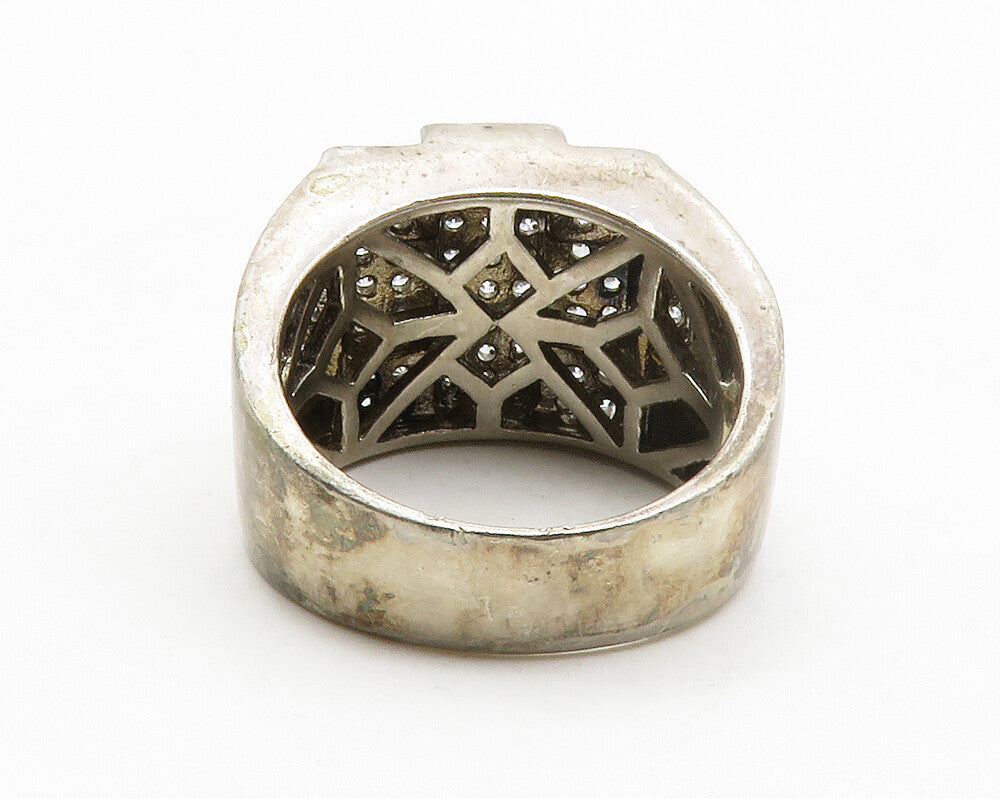 925 Sterling Silver  Vintage Cubic Zirconia Cocktail Ring Sz 11.5  RG13834
