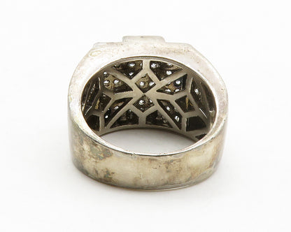925 Sterling Silver  Vintage Cubic Zirconia Cocktail Ring Sz 11.5  RG13834
