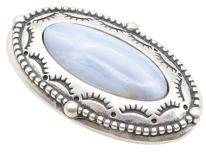 CAROLYN POLLACK RELIOS 925 Silver Vintage Agate Etched Border Brooch Pin BP3875