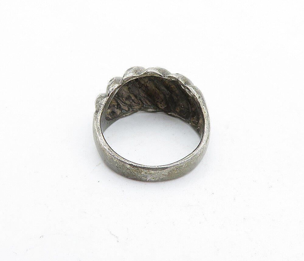925 Sterling Silver  Vintage Oxidized Fluted Dome Petite Band Ring Sz 5 RG5746