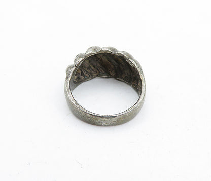 925 Sterling Silver  Vintage Oxidized Fluted Dome Petite Band Ring Sz 5 RG5746