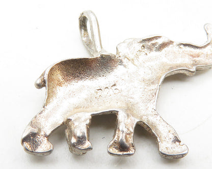 925 Sterling Silver  Vintage Petite Diamond Cut Elephant Drop Pendant  PT7548