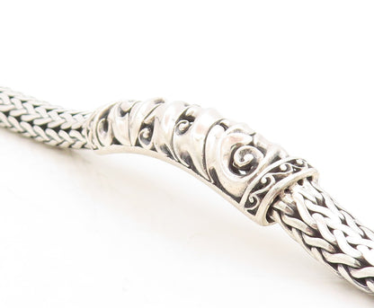 925 Sterling Silver Vintage Bracelet Solid Designer Leaved Carved  BT10981