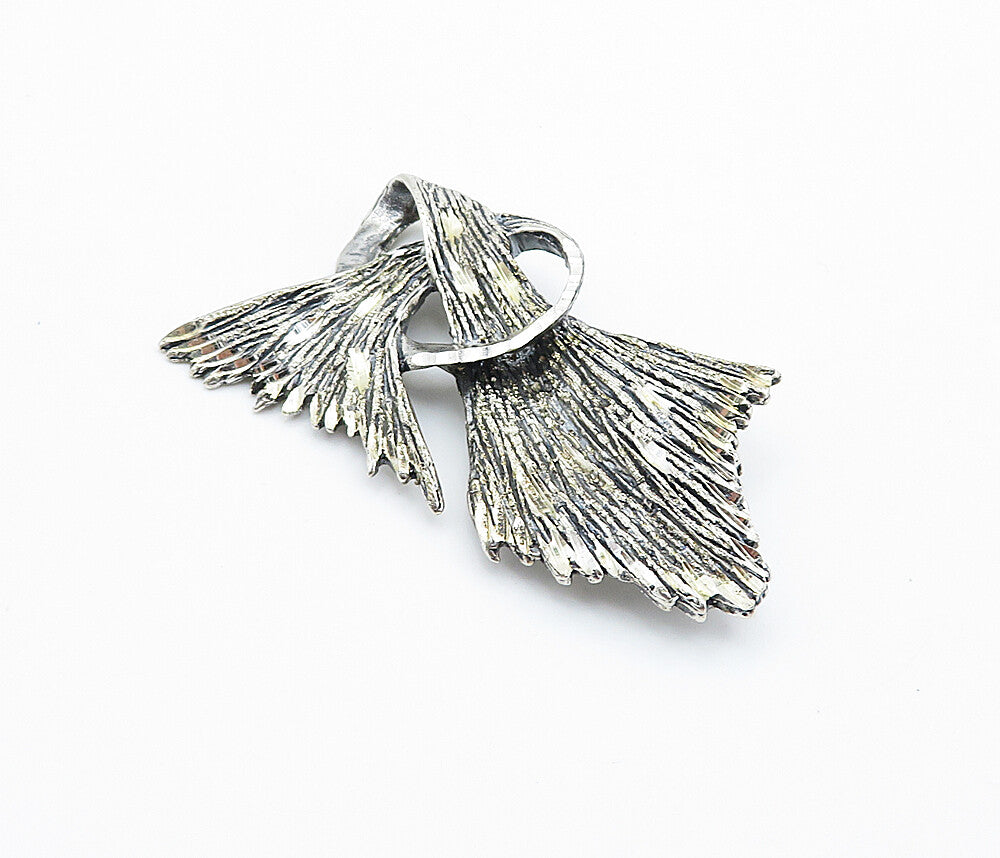 BLACK WILLS 925 Sterling Silver  Vintage Textured Ribbon Brooch Pin  BP2834