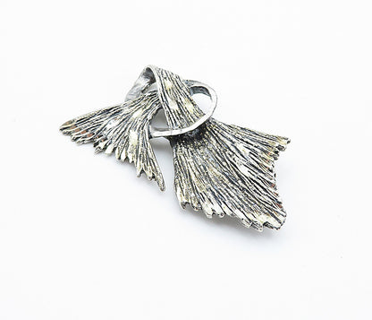 BLACK WILLS 925 Sterling Silver  Vintage Textured Ribbon Brooch Pin  BP2834