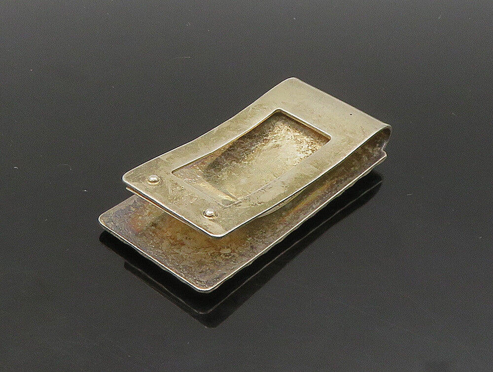 MEXICO 925 Sterling Silver Vintage Shiny Diamond Cut Pattern Money Clip TR3250