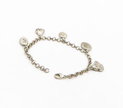 925 Sterling Silver Vintage Inspirational Word Charms Chain Bracelet BT6252