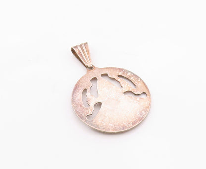 925 Sterling Silver  Vintage Antique Dark Tone Religious Figure Pendant PT7808