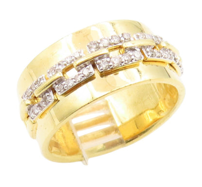 925 Sterling Silver Vintage Ring Gold Plated Real Diamonds Band  Sz 8  RG35017