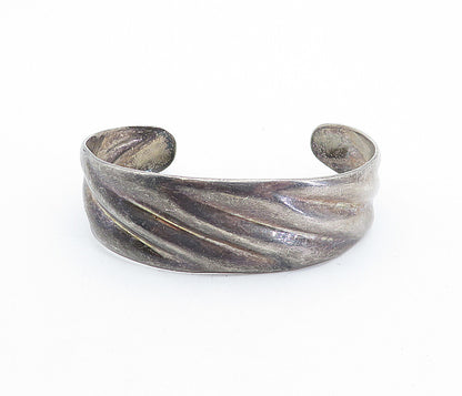 MEXICO 925 Sterling Silver  Vintage Dark Tone Fluted Cuff Bracelet  BT1452