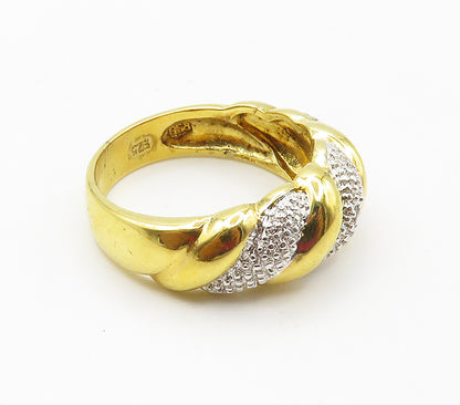 925 Sterling Silver  Genuine Diamond Shiny Gold Plated Band Ring Sz 8  RG15431