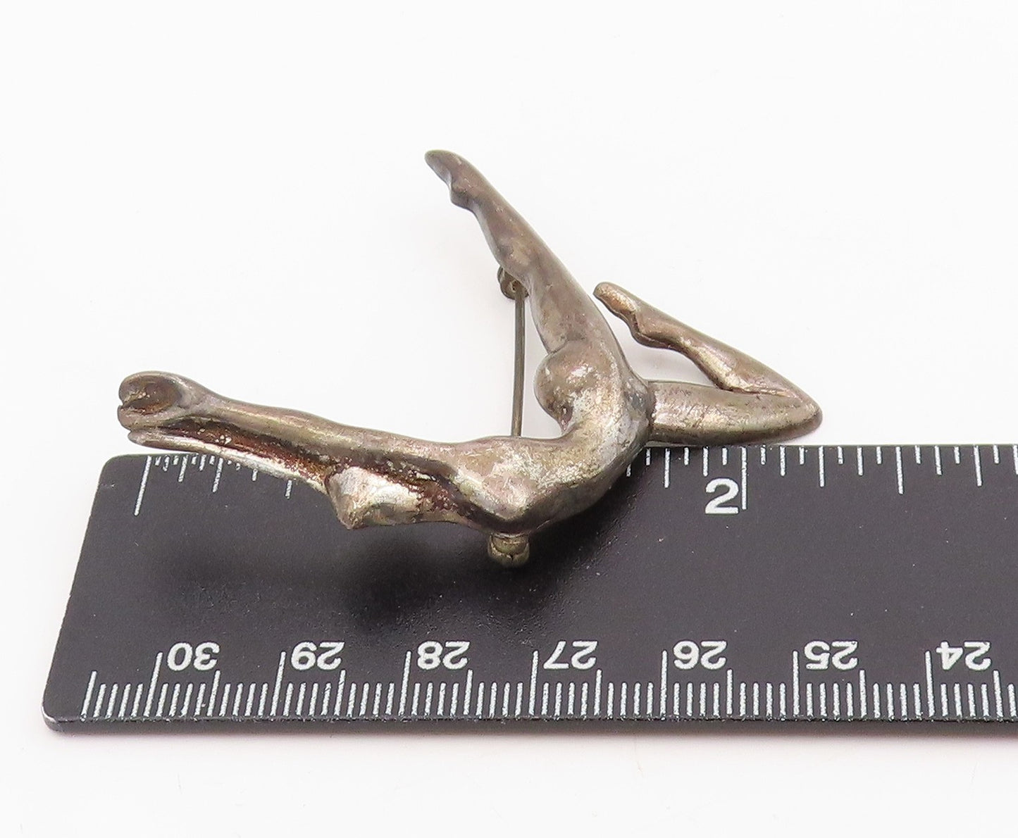 925 Sterling Silver Vintage Brooch Modernist Lady Gymnast Dancer Pin  BP12057
