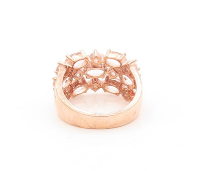 925 Sterling Silver Vintage Ring Rose Gold Plated Morganite & Topz Sz 7  RG30380