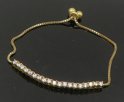 Gold Over 925 Silver  Cubic Zirconia Adjustable Child Box Chain Bracelet BT1102